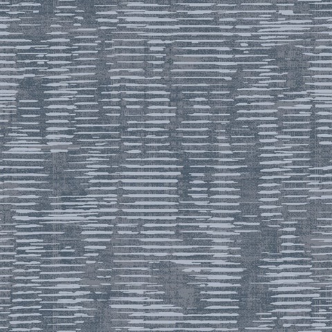Dark Blue & Silver Horzontal Shimmer Stripe Wallpaper