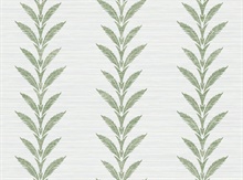 Huanzhu Leaf Stripe Green Silver Sisal Wallpaper