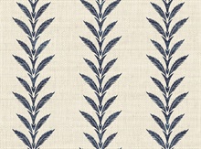 Huanzhu Leaf Stripe Navy Blue Raffia Wallpaper