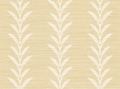 Huanzhu Leaf Stripe Oyster Gold Sisal Wallpaper