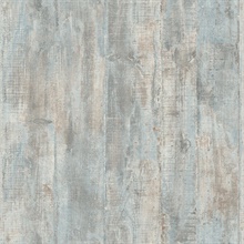 Huck Light Blue Weathered Vertical Wood Plank Wallpaper