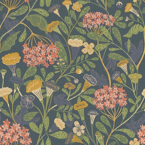Hybbe Blue Hydrangea Garden Wallpaper