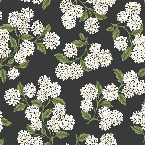 Hydrangea Black & White Peel & Stick Wallpaper