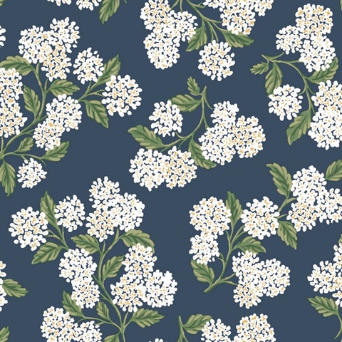 Hydrangea Navy & White Peel & Stick Wallpaper