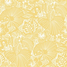 Idalia Yellow Floral Flamingo Wallpaper