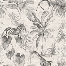 Ikoma Black and Grey Zebra Toile Wallpaper