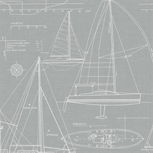 Illustration Yacht Club Grey Peel and Stick Wallpaper