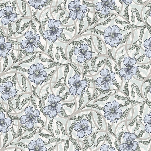 Imogen Light Blue Floral Wallpaper