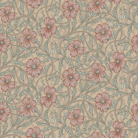 Imogen Red Floral Wallpaper