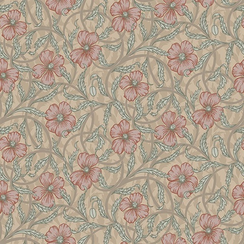 Imogen Red Floral Wallpaper