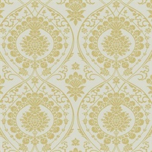Imperial Linen and Gold Damask Metallic Wallpaper