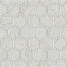 Indigo Geometric Hexagon Stone Grey Wallpaper