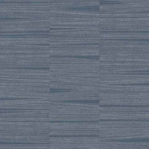 Indigo Line Stripe Metallic Horizontal Stria Wallpaper