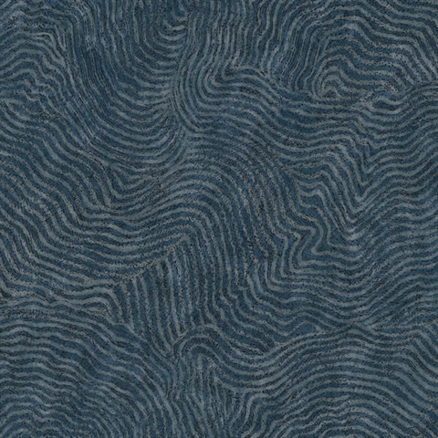 Indigo Modern Wood Abstract Grain Wallpaper