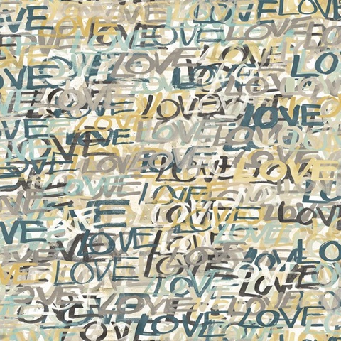 Indio Neutral Love Scribble Wallpaper