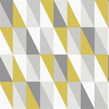 Inez Mustard Geometric Prisms Wallpaper