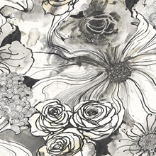 Ink Rose Floral Onyx Peel and Stick Wallpaper