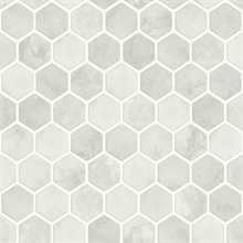 Inlay Hexagon Tile Cream Neutral Peel and Stick Wallpaper