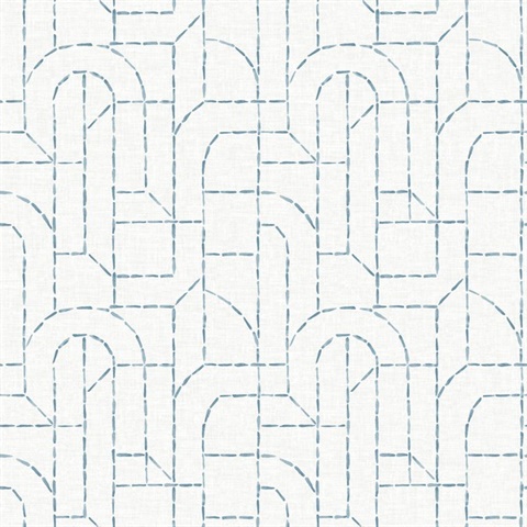 Integrity Blue Arched Outlines Textured Wallpaper