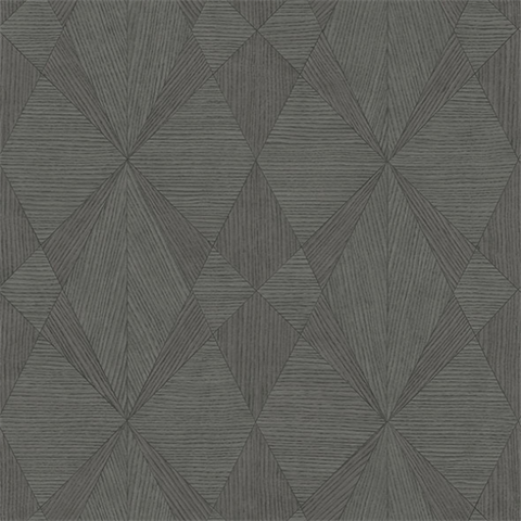 Intrinsic Dark Grey Geometric Wood Wallpaper