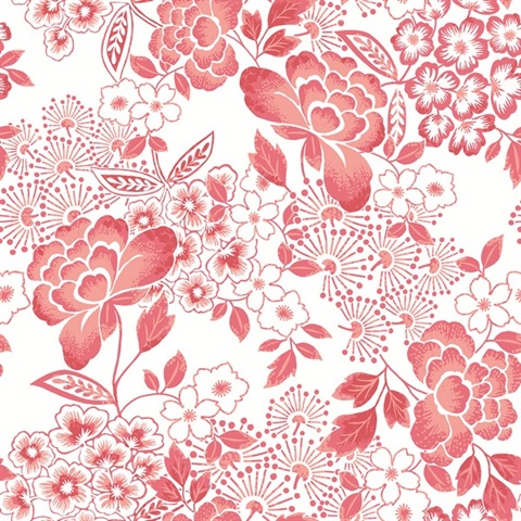 Irina Coral Floral Blooms Wallpaper