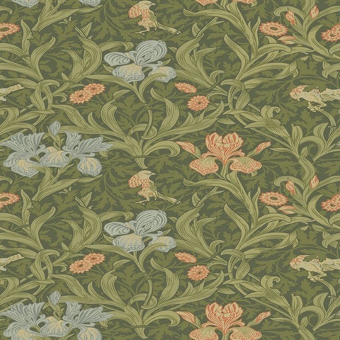 Iris Green Wild Gardens Wallpaper