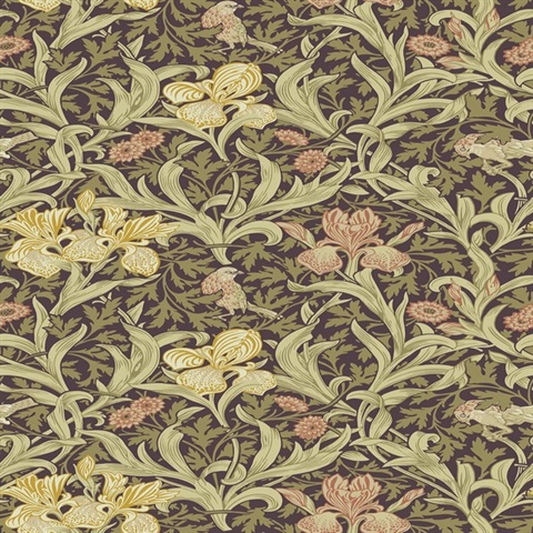 Iris Plum Wild Gardens Wallpaper