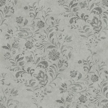 Isidore Grey Scroll Wallpaper