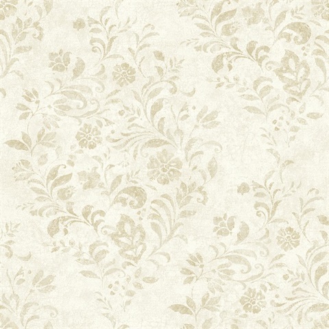 Isidore Wheat Scroll Wallpaper