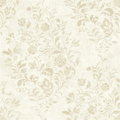 Isidore Wheat Scroll Wallpaper