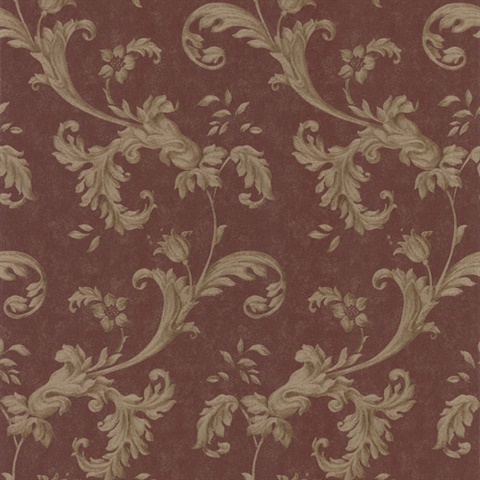 Isleworth Burgundy Floral Scroll