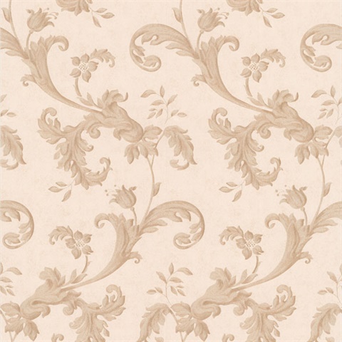 Isleworth Light Brown Floral Scroll