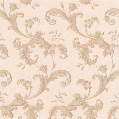 Isleworth Light Brown Floral Scroll