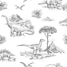 Isolde Black & White Dinosaurs Wallpaper