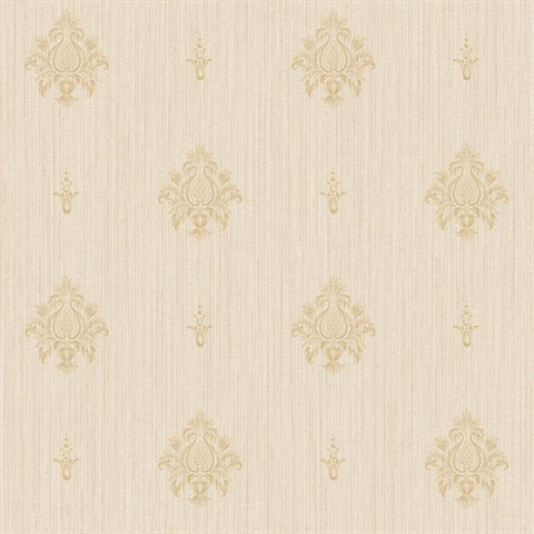 Beige Italian Medallion Wallpaper