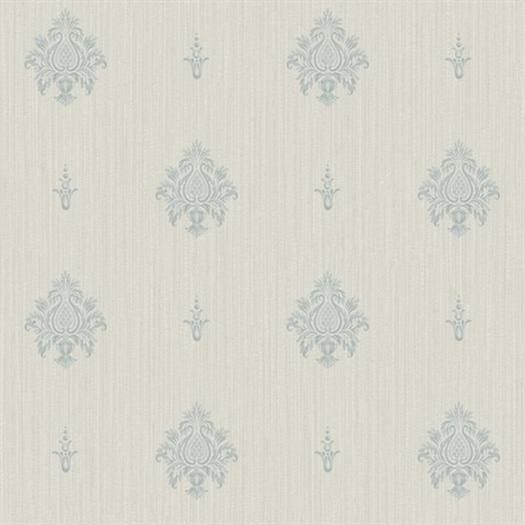 Greige & Silver Italian Medallion Wallpaper