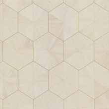 Hexagram Wood Veneer Ivory Wallpaper