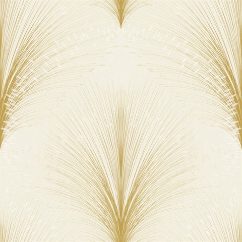 Ivory Papyrus Plume Metallic Textured Leaf Damask Wallpaper