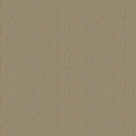 Izarra Copper Metallic Foil Geometric Block Wallpaper