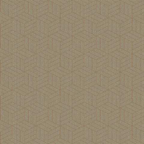 Izarra Copper Metallic Foil Geometric Block Wallpaper