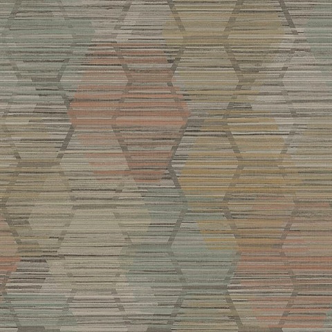 Jabari Brown Geometric Faux Grasscloth Wallpaper