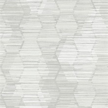 Jabari Light Grey Geometric Faux Grasscloth Wallpaper