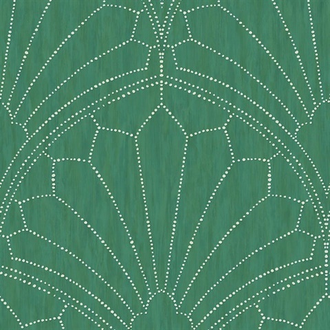 Jade and Ivory Commercial Scallop Wallpaper