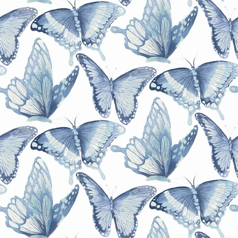 Janetta Blue Butterfly Wallpaper