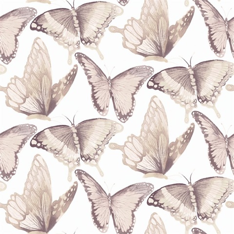 Janetta Purple Butterfly Wallpaper