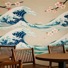 Japanese Sakura Wave Commercial Wallpaper