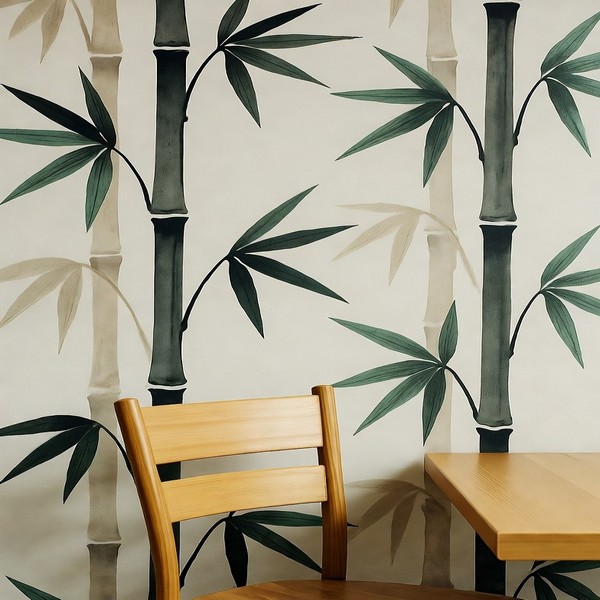 Japanese Wabi-Sabi Bamboo Commercial Wallpaper