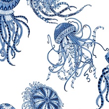 Jellyfish Novelty Blue Sapphire Peel and Stick Wallpaper