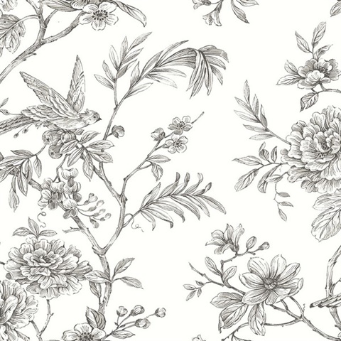 Jessamine Grey Floral Trail Wallpaper