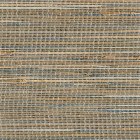 Jissai Mariner Blue Grasscloth Wallpaper